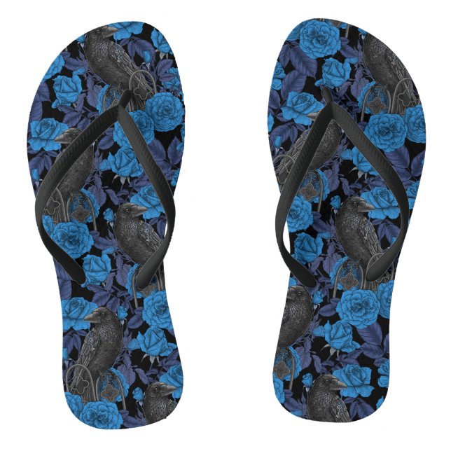 Ravens und blaue Rose Flip Flops (Fußbett)