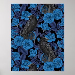 Ravens und blaue Rose Poster