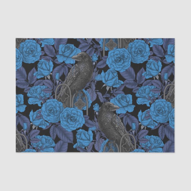 Ravens und blaue Rose Seidenpapier (Vorderseite)