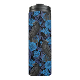 Ravens und blaue Rose Thermosbecher