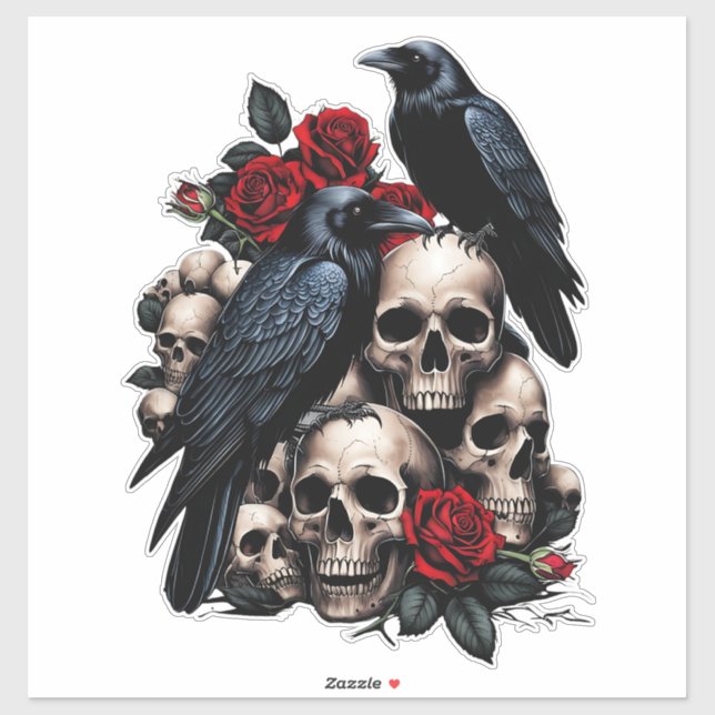 Ravens und Rose: Eine gotische Symphonie Aufkleber (Blatt)