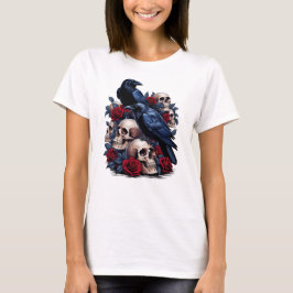 Ravens und Rose: Gotisches Schädeldesign T-Shirt