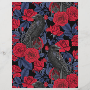 Ravens und Rose mit dunkelblauen Blätter
