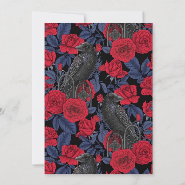 Ravens und Rose mit dunkelblauen Blätter (Vorderseite)