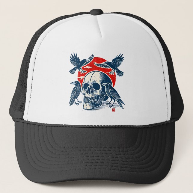 Ravens und Skull Truckerkappe (Vorderseite)