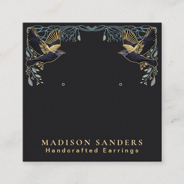 Ravens Witchy Stud Earring Display Quadratische Visitenkarte (Vorderseite)