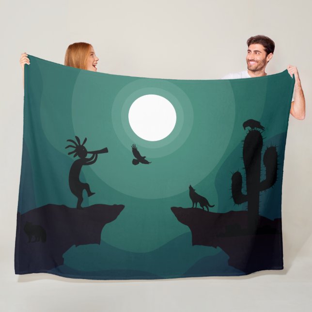 Ravens Wolves Animals Kokopelli Südwest Fleecedecke (Beispiel)