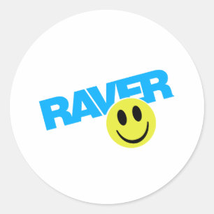 Raver - Raver-Musik DJ, die Rave mit einer Keule Runder Aufkleber