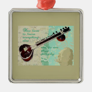 Ravi Shankar-Tribut zum Sitar und zur indischen Silbernes Ornament