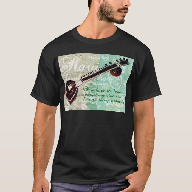 Ravi Shankar-Tribut zum Sitar und zur indischen T-Shirt (Vorderseite)