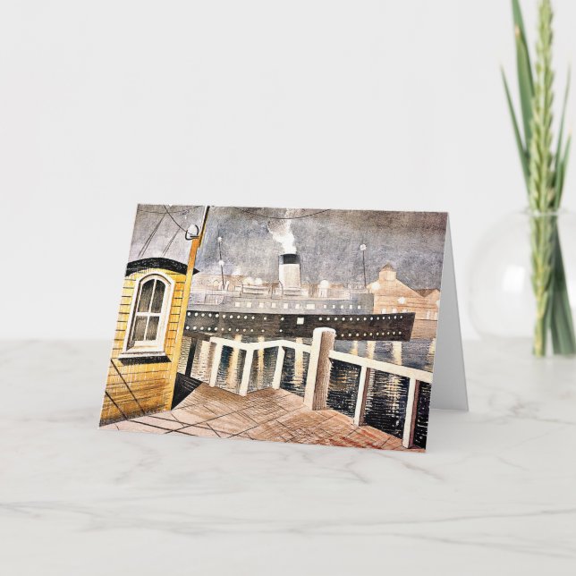 Ravilion - Kanal-Dampfschiff Verlassend Hafen Karte (Vorderseite)