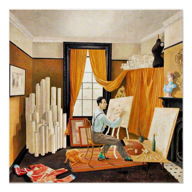 Ravilious - Edward Bawden arbeitete in seinem Stud Poster (Vorderseite)