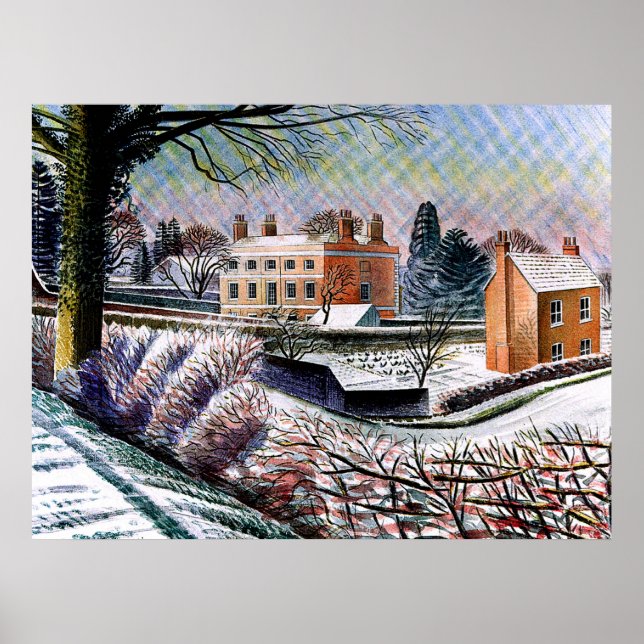 Ravilious - Pfarrhaus im Winter, Poster (Vorne)