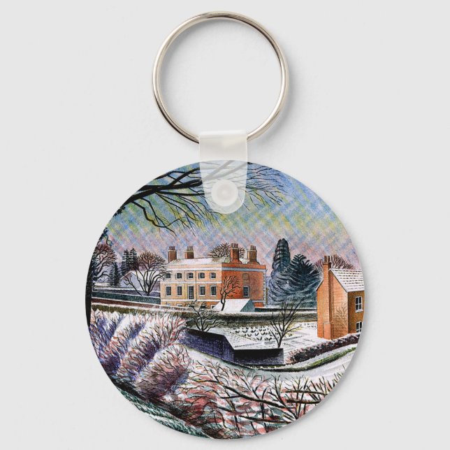 Ravilious - Pfarrhaus im Winter,  Schlüsselanhänger (Vorderseite)