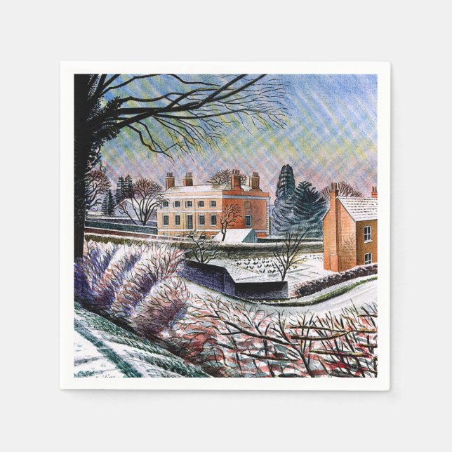 Ravilious - Pfarrhaus im Winter,  Serviette (Vorderseite)
