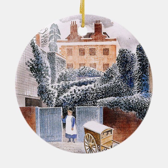 Ravilious - Vicarage im Winter, Keramik Ornament (Hinten)