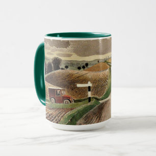Ravilious-Wiltshire Landschaft, Kunstmalerei Tasse