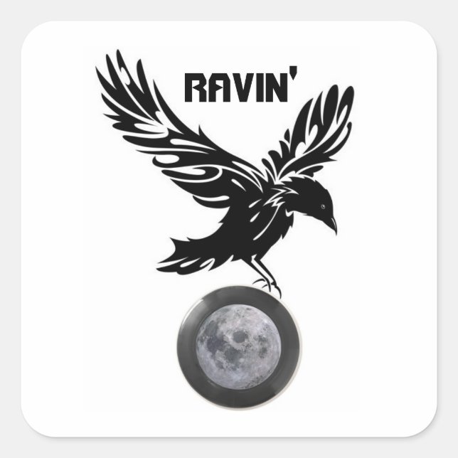 Ravin' Mondquadratischer Aufkleber (Vorderseite)