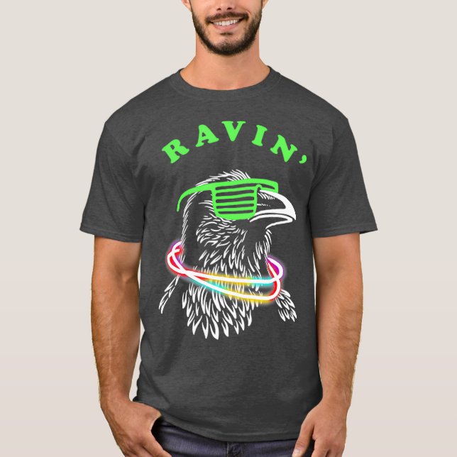 Ravin Raven Rave Party Neon Bird Funny T-Shirt (Vorderseite)