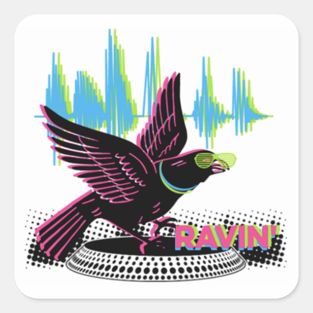 Ravin' Raven Square Sticker (Vorderseite)