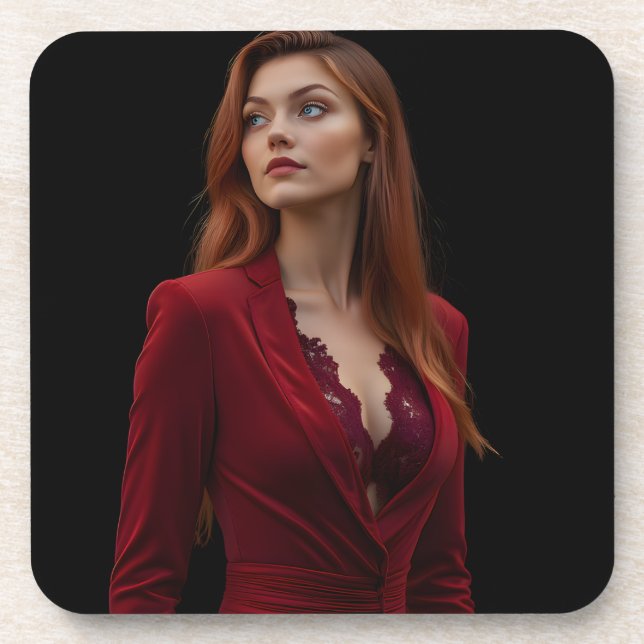 Ravishing Elegant: Ein gotisches rotes Portrait Getränkeuntersetzer (Vorderseite)