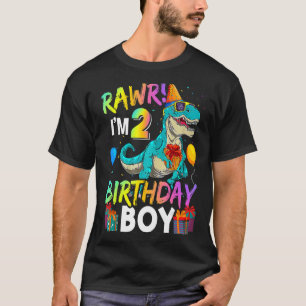 Raw ich bin 2 Geburtstag Boy Funny Dinosaur Air Ba T-Shirt