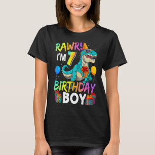 Raw ich bin 7 Geburtstag Boy Funny Dinosaur Air Ba T-Shirt