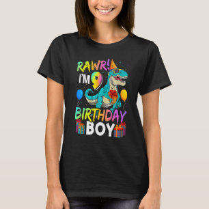 Raw ich bin 9 Geburtstag Boy Dinosaur Air Ballon T-Shirt