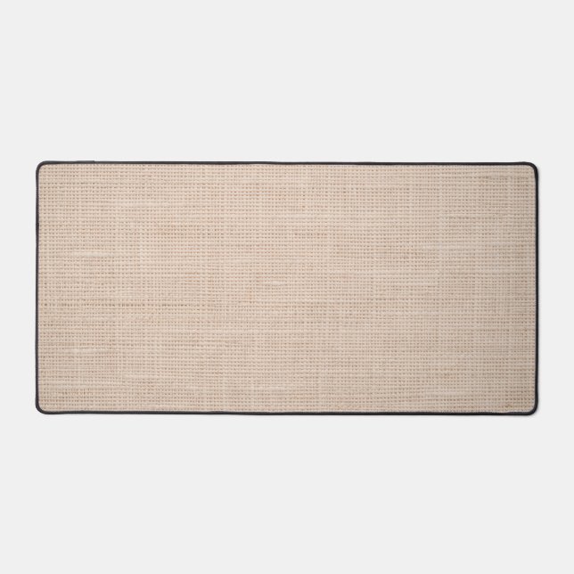  Raw Natural Linen Texture Minimalist Desk Mat Schreibtischunterlage (Vorderseite)