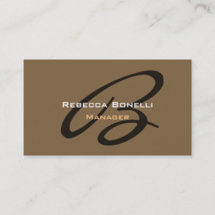 Raw Umber Brown Monogram Manager Business Card Visitenkarte