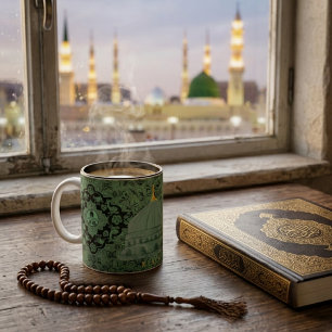 Rawdah-Muster und Moschee mit grüner Kuppel in Mad Zweifarbige Tasse