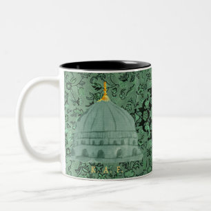 Rawdah-Muster und Moschee mit grüner Kuppel in Mad Zweifarbige Tasse