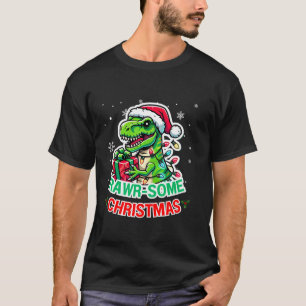 Rawi einige T rex Dinosaur Weihnachtsmannmütze Wei T-Shirt