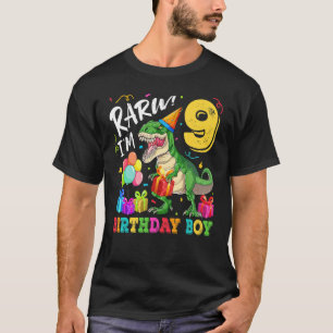 Rawi I M 9 Birthday Boy Dinosaur Rex 9. Geburtstag T-Shirt
