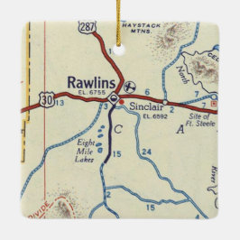 Rawlins WY Vintag Map Keramikornament