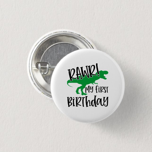 RAWR - 1. Geburtstag Button (Vorne & Hinten)