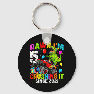 Rawr 5 Dinosaur Monster Truck Fünfter Geburtstag 5 Schlüsselanhänger