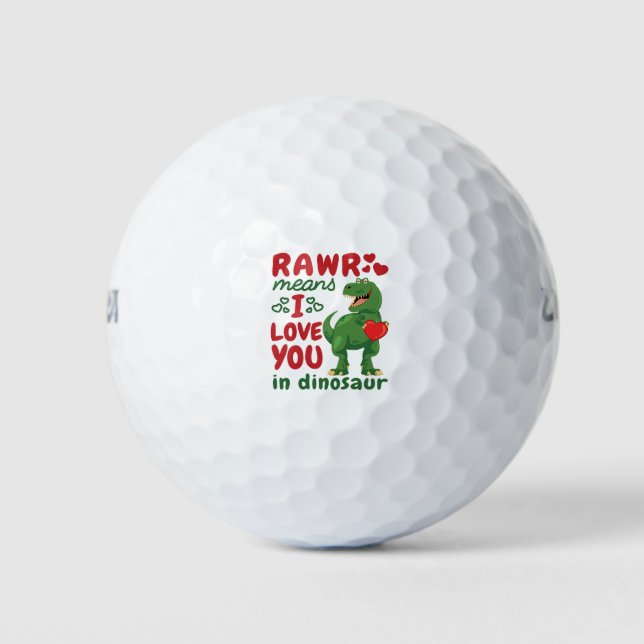 Rawr bedeutet, dass ich Sie in Dinosaurier Liebe Golfball (Vorderseite)