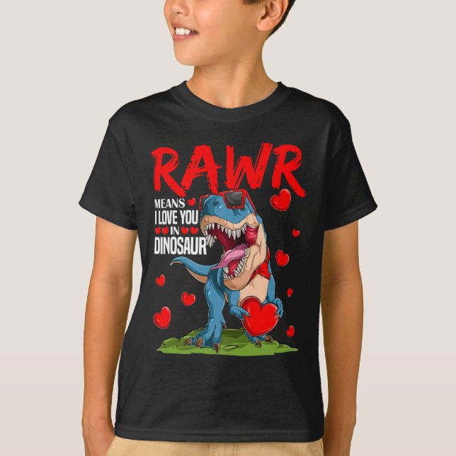 Rawr bedeutet ich liebe dich in Dinosaurier T Rex  T-Shirt (Vorderseite)
