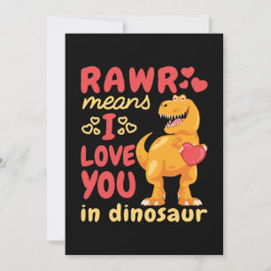 Rawr bedeutet, ich liebe dich in Dinosaurier-Valen Feiertagskarte