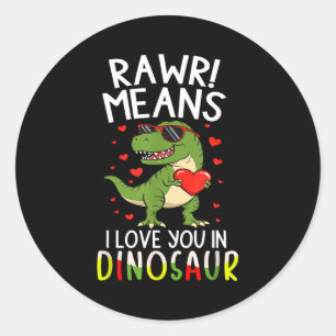 Rawr bedeutet Ich liebe dich in Dinosaurier Valent Runder Aufkleber