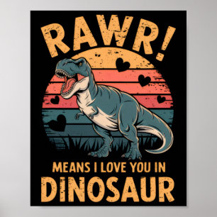 Rawr bedeutet Ich liebe dich in Dinosaurier Vintag Poster