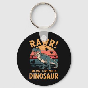 Rawr bedeutet ich liebe dich in Dinosaurier Vintag Schlüsselanhänger