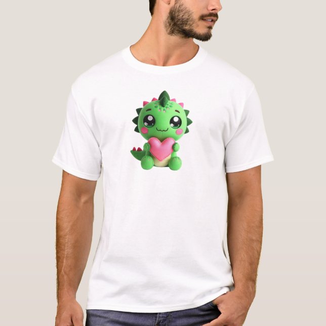 Rawr bedeutet Liebe - Plushie Dino Holding Herz T-Shirt (Vorderseite)