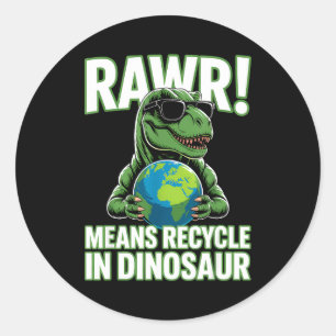 Rawr bedeutet recyceln bei Dinosaurier-Kindern Jun Runder Aufkleber