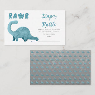 Rawr Blue Dinosaur Boy Baby Dusche Windel Raffel Begleitkarte
