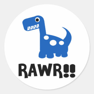 Rawr Dino Blue Runder Aufkleber