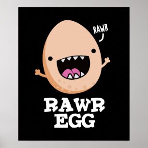 Rawr Egg Funny Roaring Roheier Pun Dark BG Poster