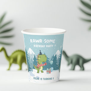 RAWR-Einige Dinosaurier Winter zum Geburtstag Pappbecher