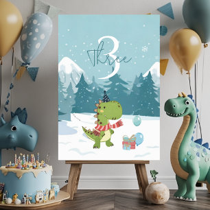 RAWR-Einige Dinosaurier Winter zum Geburtstag Tischnummer